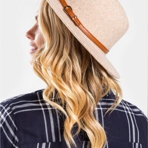 Francesca's Collections Cream Hat with Brown Band
